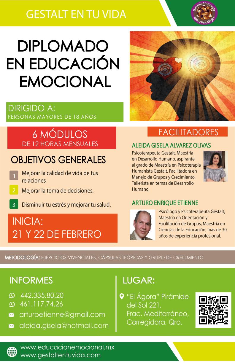 Diplomado en Educación Emocional. Inicia el 21 y 22 de febrero. Querétaro.