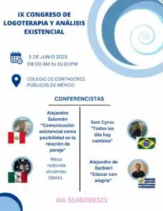 IX Congreso Internacional de Logoterapia y Análisis Existencial. Ciudad de México.